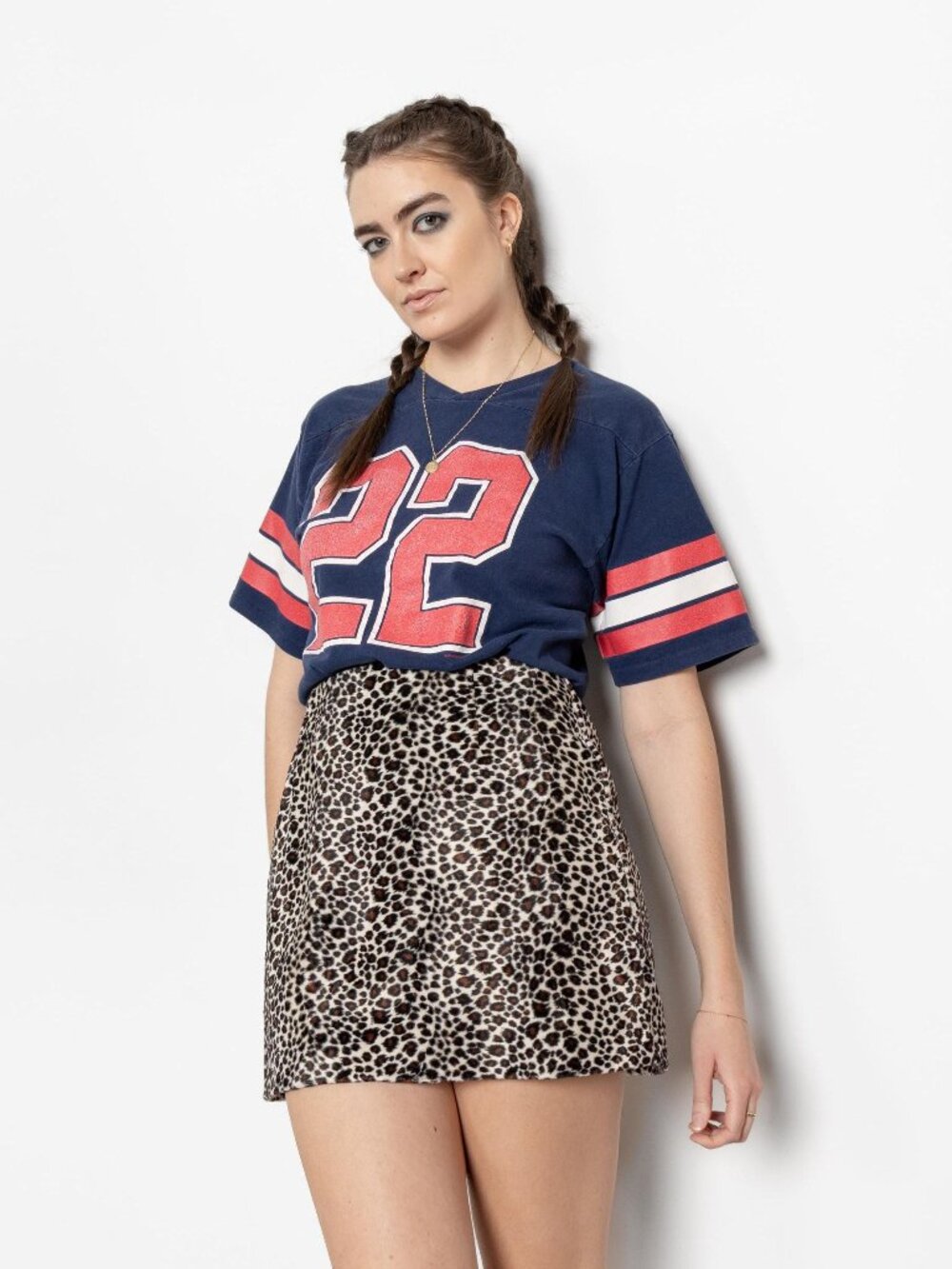 Vintage 90s Leopard Faux Fur Mini Skirt, High Waist / 28 29 Waist